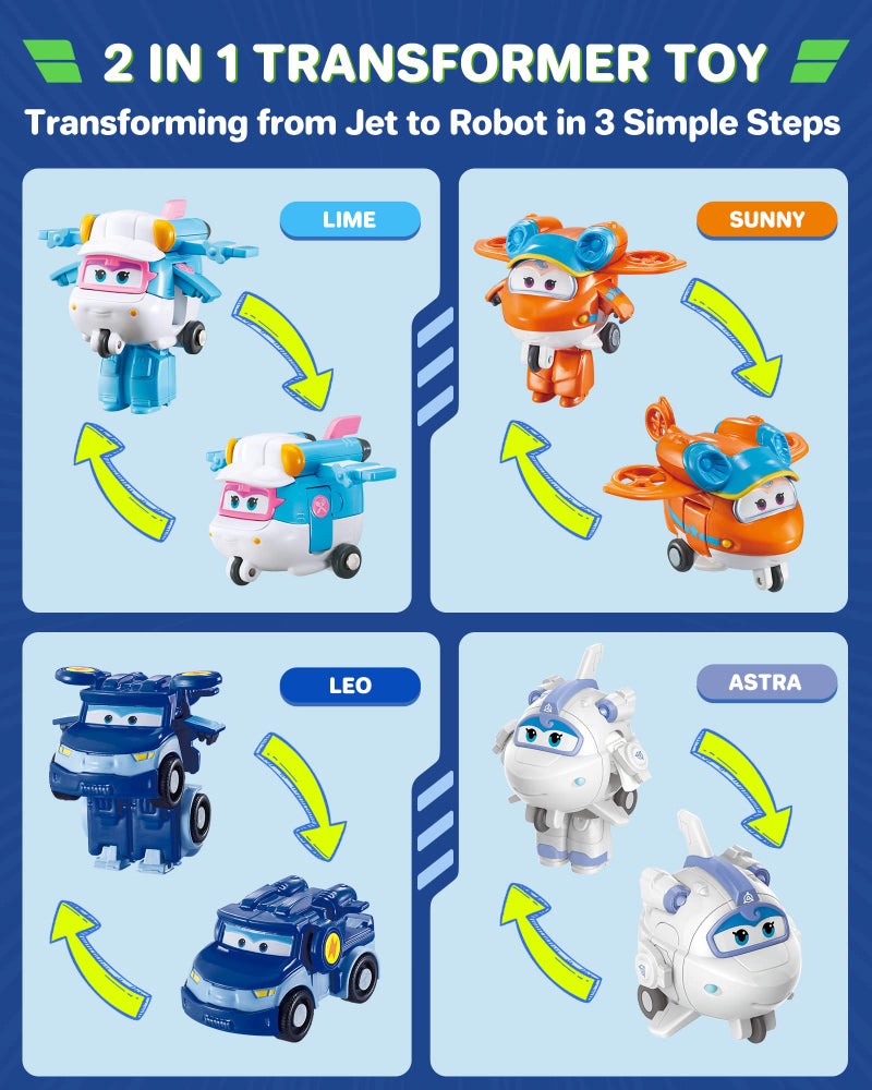 Super Wings 15-Pack Transformer Toys 2 inch Airplane Robot Mini Action Figures with Real Mobile Wheels for Kids 3 4 5 6 7 8+ Birthday Party Supplies for Preschool Boys and Girls - Image 5