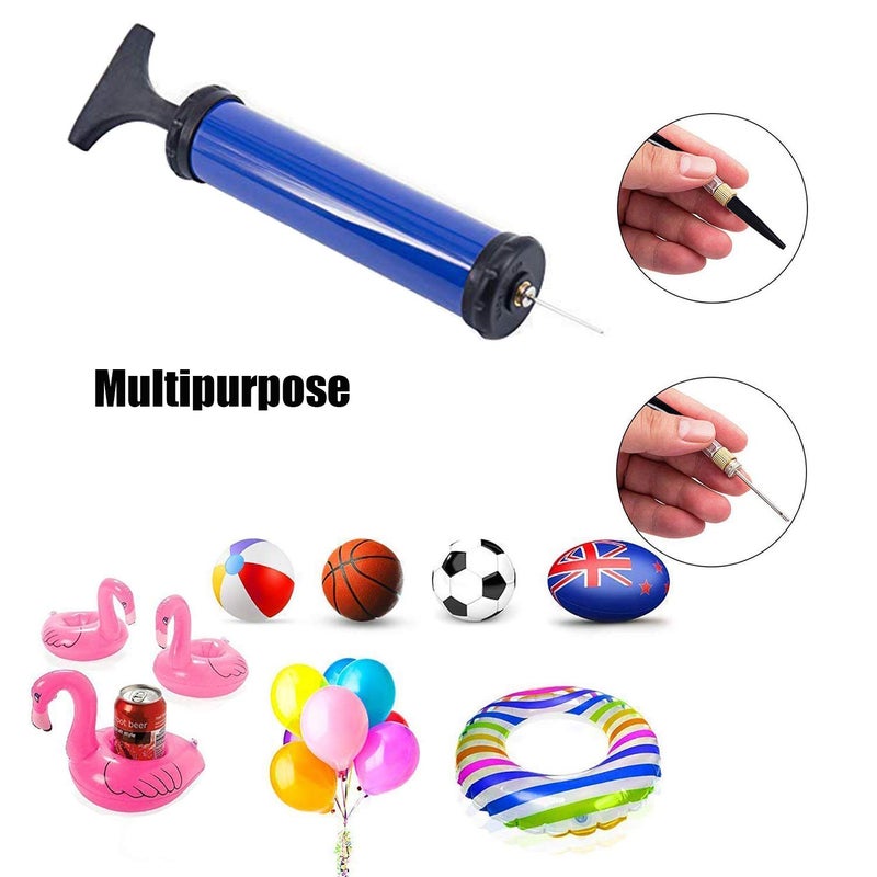 HDNNC Portable Ball Pump, Air Pump, Hand Pump Inflator Kit with 4 Needles 2 Nozzle 1 Extension Hose for Basketball Football Volleyball Soccer - Blue - Image 4