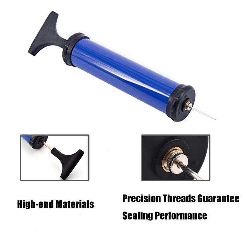 HDNNC Portable Ball Pump, Air Pump, Hand Pump Inflator Kit with 4 Needles 2 Nozzle 1 Extension Hose for Basketball Football Volleyball Soccer - Blue - Image 3