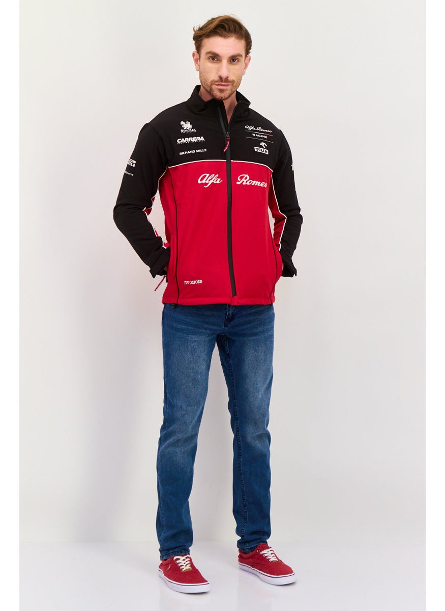 Alfa Romeo - Men Brand Logo Motorcycle Jacket, Red - Image 1