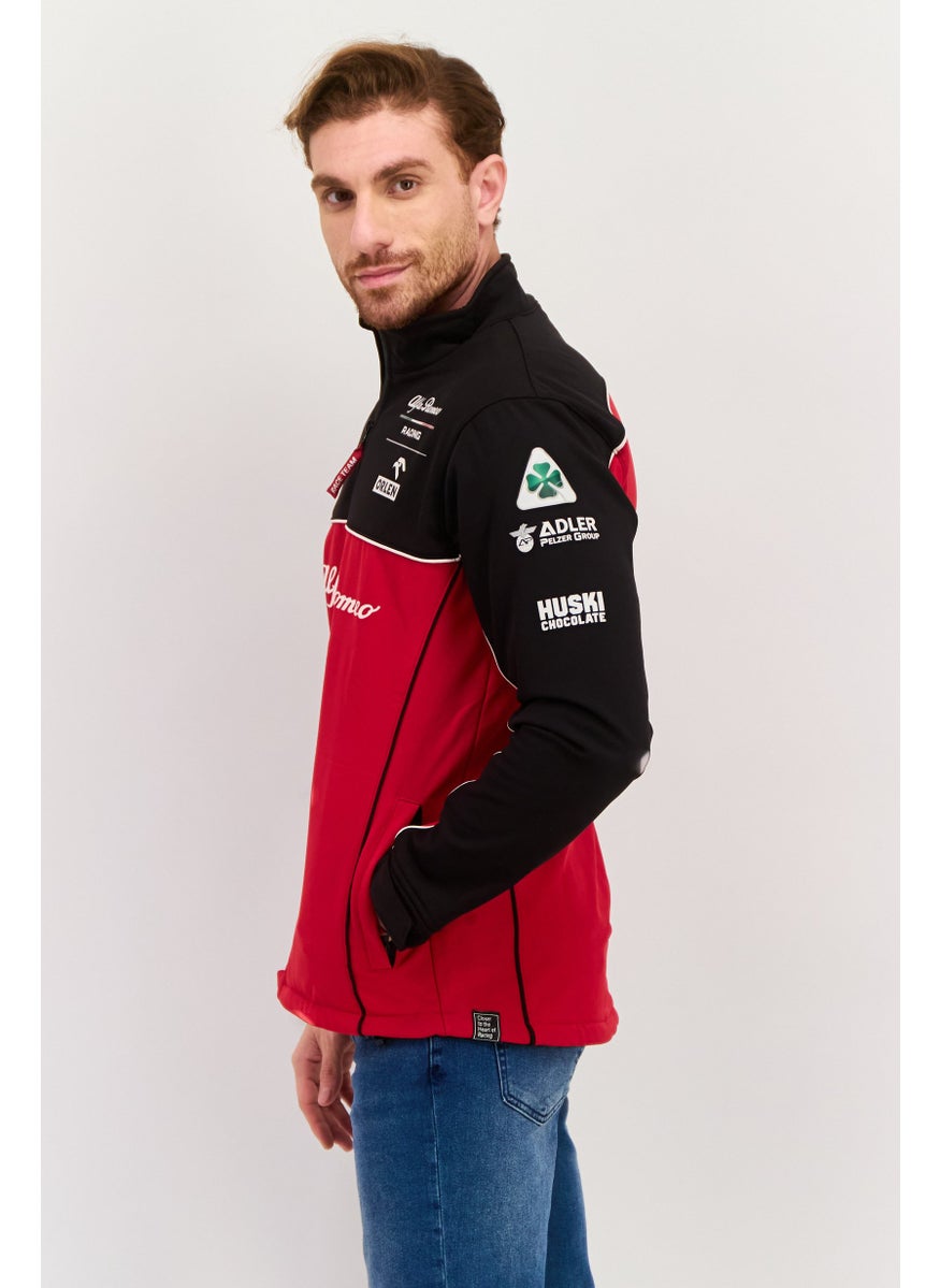 Alfa Romeo - Men Brand Logo Motorcycle Jacket, Red - Image 1