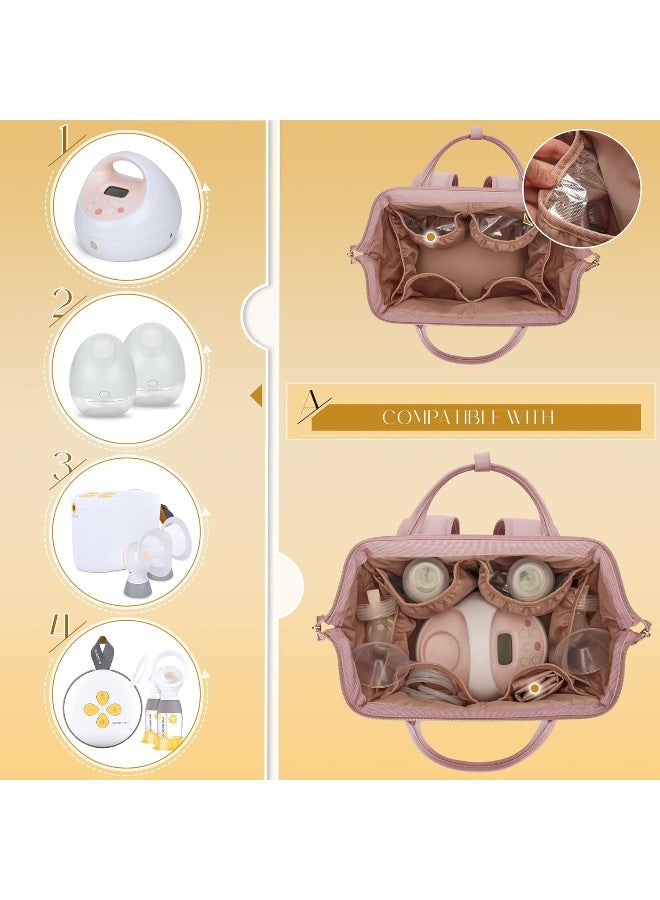 Fasrom Breast Pump Bag Backpack with Cooler Compartment, Wearable Pumping Bag with Waterproof Mat for Working Moms - Image 2