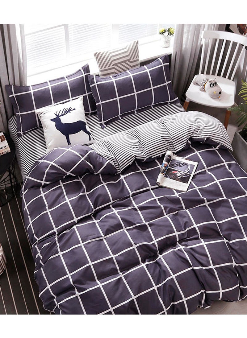 Sharpdo - Sharpdo 4-Pieces Bed Sheet Set Polyester Soft Quilt Cover With 1Quilt Cover 200*230cm 1 Flat Sheet and 2 Pillowcases - Image 1