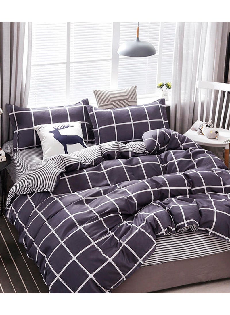 Sharpdo - Sharpdo 4-Pieces Bed Sheet Set Polyester Soft Quilt Cover With 1Quilt Cover 200*230cm 1 Flat Sheet and 2 Pillowcases - Image 1