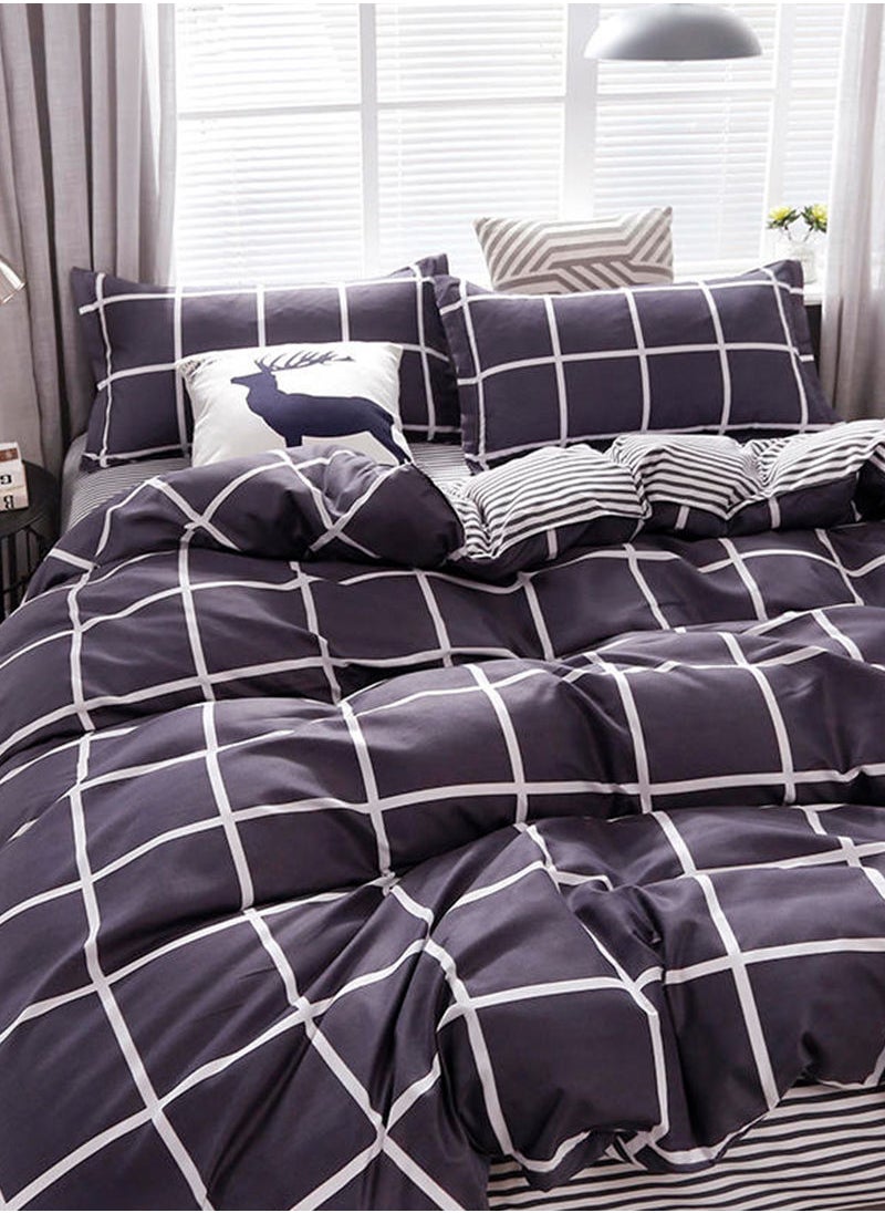 Sharpdo - Sharpdo 4-Pieces Bed Sheet Set Polyester Soft Quilt Cover With 1Quilt Cover 200*230cm 1 Flat Sheet and 2 Pillowcases - Image 1