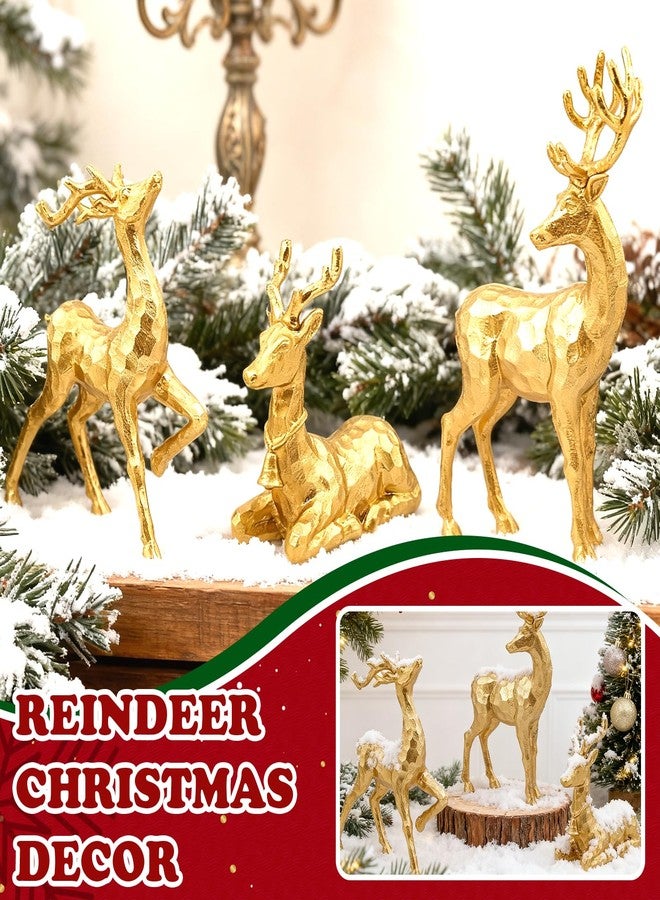 Exasinine 3 PCS Gold Reindeer Decor Christmas Figurines for Xmas Holiday Indoor Decorations Family Reindeer Christmas Decor for Centerpieces Ornaments Tabletop Mantle Decorations Home Office - Image 3