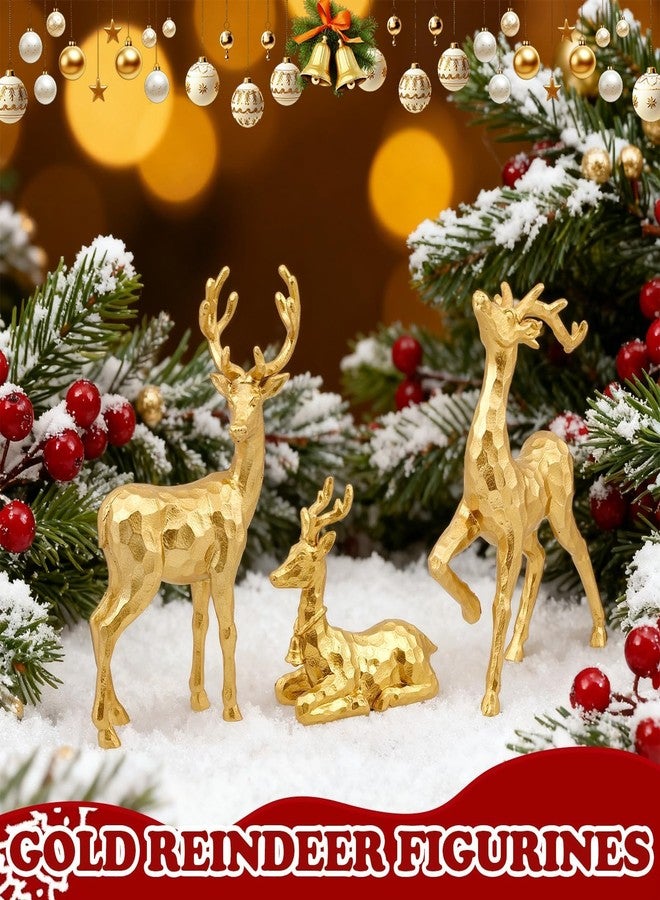 Exasinine 3 PCS Gold Reindeer Decor Christmas Figurines for Xmas Holiday Indoor Decorations Family Reindeer Christmas Decor for Centerpieces Ornaments Tabletop Mantle Decorations Home Office - Image 4