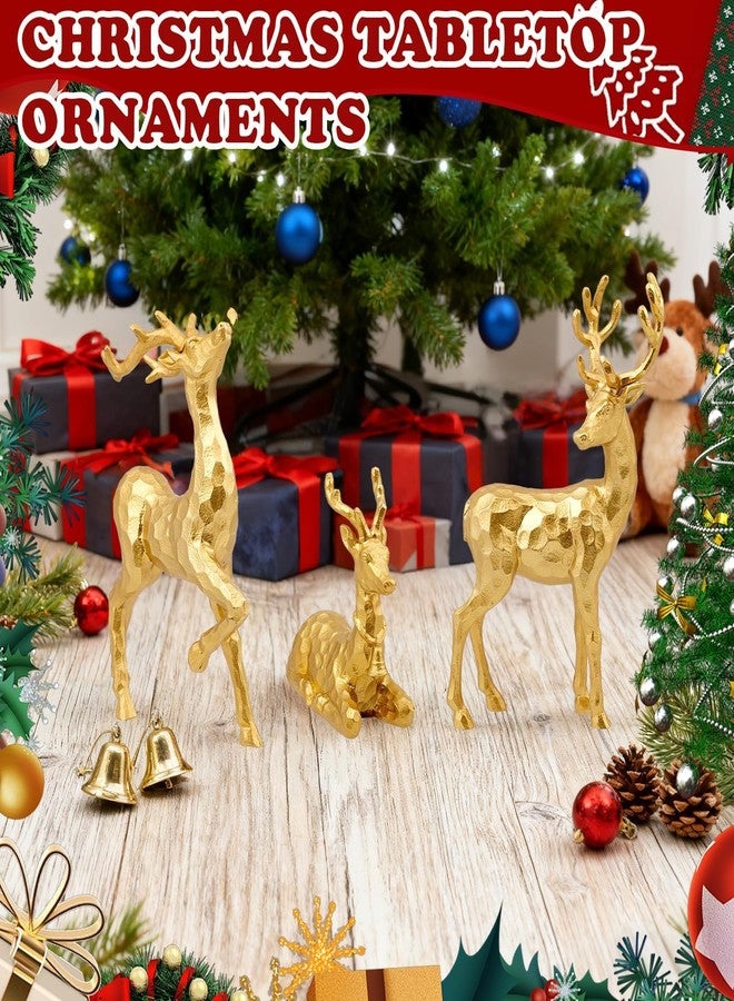 Exasinine 3 PCS Gold Reindeer Decor Christmas Figurines for Xmas Holiday Indoor Decorations Family Reindeer Christmas Decor for Centerpieces Ornaments Tabletop Mantle Decorations Home Office - Image 5