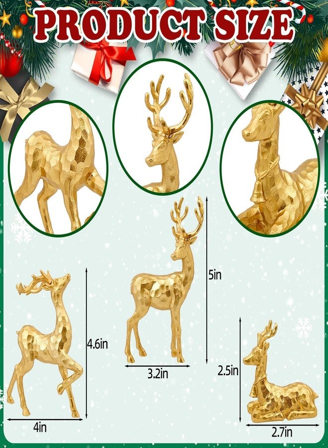 Exasinine 3 PCS Gold Reindeer Decor Christmas Figurines for Xmas Holiday Indoor Decorations Family Reindeer Christmas Decor for Centerpieces Ornaments Tabletop Mantle Decorations Home Office - Image 2
