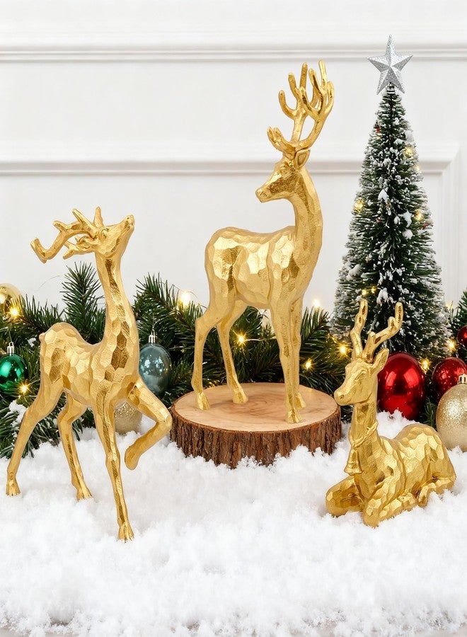 Exasinine 3 PCS Gold Reindeer Decor Christmas Figurines for Xmas Holiday Indoor Decorations Family Reindeer Christmas Decor for Centerpieces Ornaments Tabletop Mantle Decorations Home Office - Image 1