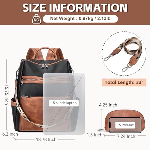 AGLOD Vegan Leather Laptop Backpack for Women 156 Inch Work Backpack Purse for Travel College - Image 3
