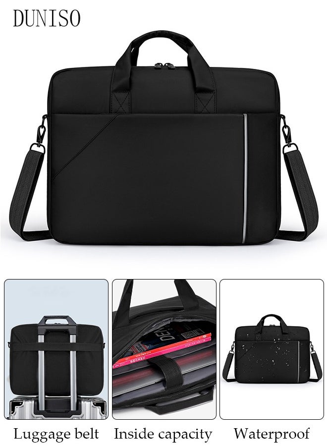 DUNISO 15.6 Inch Laptop Bag with Multi Compartment Lightweight Laptop Hand Bag Crossbody Bag Travel Business Briefcase Water-Resistant Dust-proof Shoulder Messenger Bag for Men and Women Work Office  - Image 1