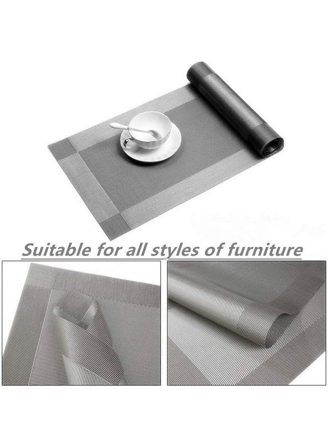 Ramkuwar Dining Table Runner and Placemat Set of 8 Modern Place Mats for Dining Table Decor Kitchen and Table Linens Coffee Mat for Christmas Dinners Silver - Image 4