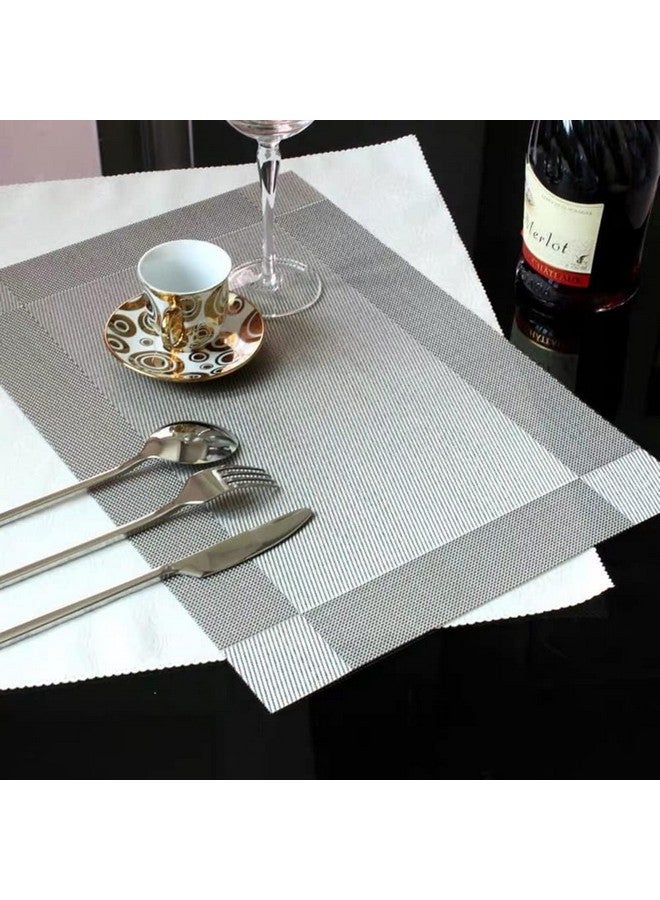 Ramkuwar Dining Table Runner and Placemat Set of 8 Modern Place Mats for Dining Table Decor Kitchen and Table Linens Coffee Mat for Christmas Dinners Silver - Image 5