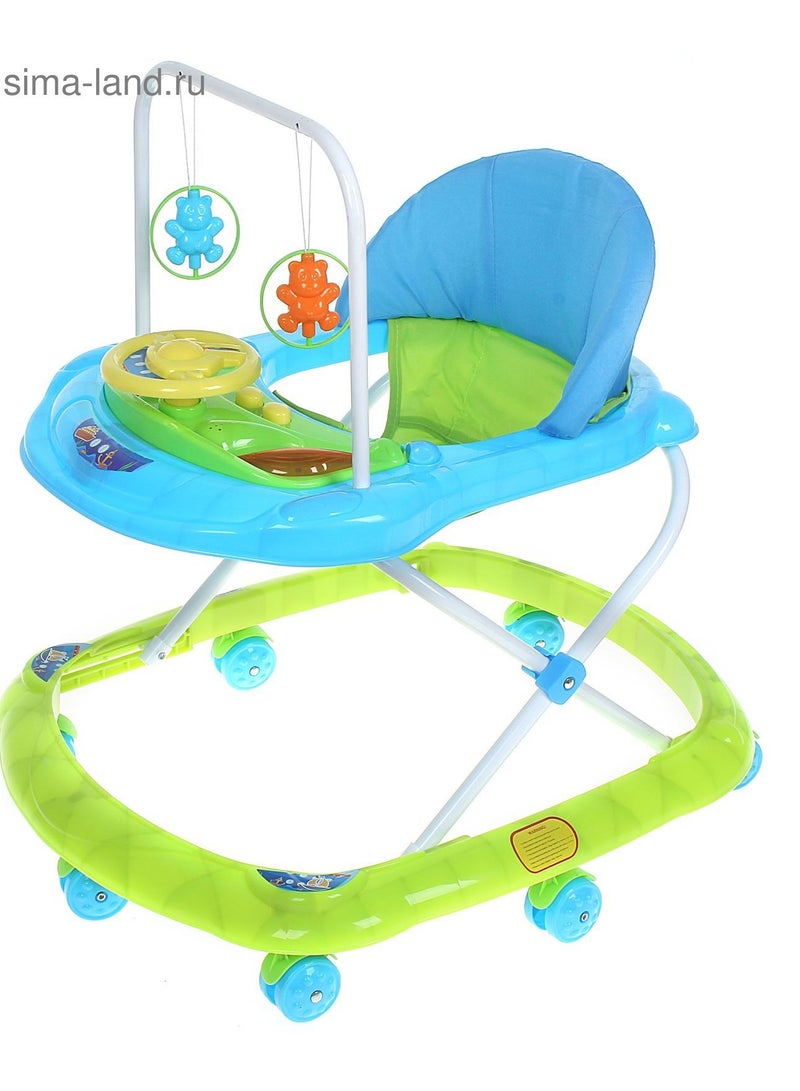 Baby Walker - Baby Walker - To Teach The Child To Walk - Easily Foldable And Adjustable In Height - To Teach Children To Walk And Strengthen Leg Muscles - Anti-Rolling And Fun Sitter Ideal For The Child With Toys - Light Blue Color - Image 1