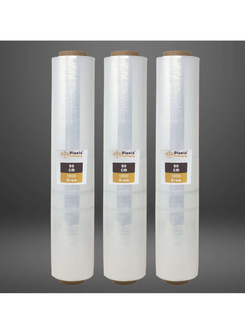 PixelsPackaging 3 Stretch Wrap Roll 1.3 Kg from Pixels Packaging, durable and strong, self-adhesive and water-resistant. - Image 2