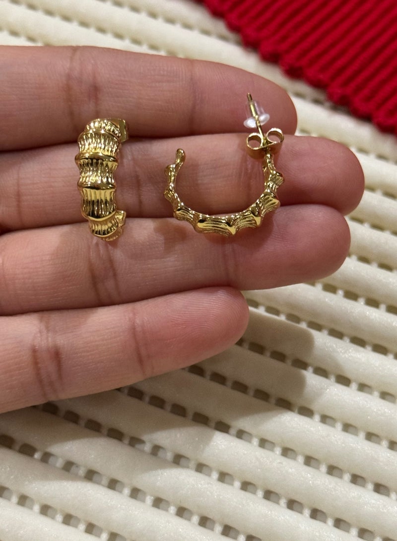 إيكوال حلق اذن نسائي دائري من الاستانلس ستيل أنيق وعالي الجودة باللون الذهبي - Image 2