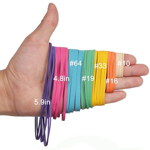 Foshine Rubber Bands Assorted Size Multicolor 0.5lb Elastic Bands for School Home Office Supplies Size#10,Size#16,Size#19,Size#33,Size#64,Size# 4.8",Size#5.9" - Image 4