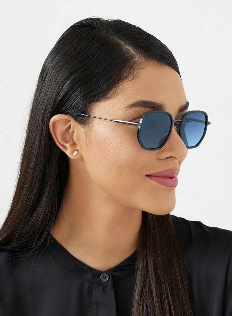 30Sundays Atlas,Unisex Sunglasses, Geometric Sunglasses, UV Protection: UV400 (Blue,Blue)
