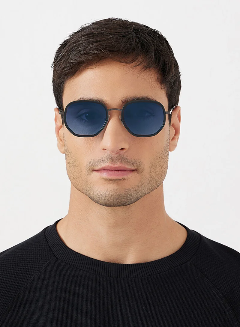 30Sundays Atlas,Unisex Sunglasses, Geometric Sunglasses, UV Protection: UV400 (Blue,Blue)