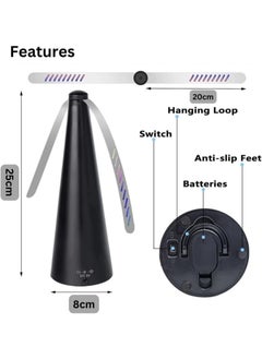 Scrolls 5-Piece Multi-Functional Electric And Battery Automatic Fly Repellent Fan Black/Silver 8.2X8.2X24CM  - Image 4