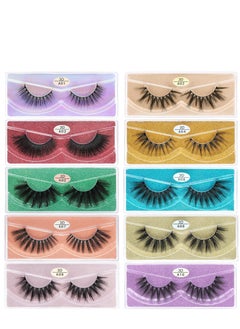 10 Pairs of Vegan 3D Fluffy False Lashes - Natural Look Strip Lashes in 10 Styles for Effortless Volume