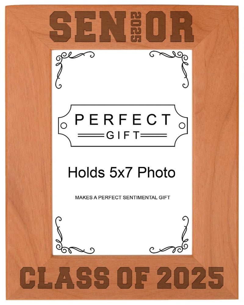 ThisWear Graduation Gifts for Women Seniors Spelled with 2025 Graduation Party Gift College Graduation Frame Natural Wood Laser Engraved Portrait 5x7 Photo Frame - Image 1
