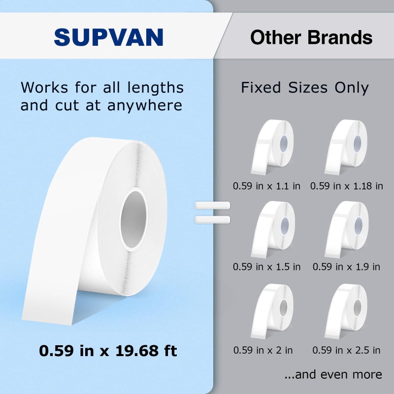 SUPVAN E10 Bluetooth Label Maker Machine with Tape, Continuous Waterproof Label, Versatile App with 35 Fonts and 1k+ Icons, Inkless Labeler for Home, Kitchen, School, Office Organization, White - Image 4