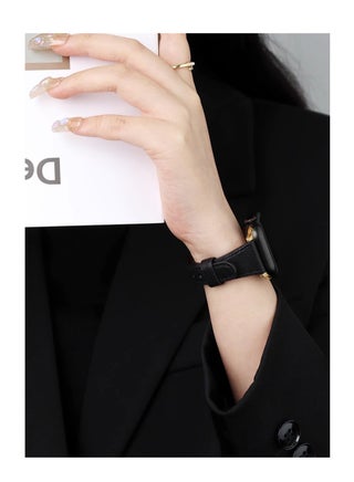 Leather Strap for Apple Watches, Compatible with Apple Watch Band 42mm 44mm 45mm 46mm 49mm Women, Top Grain Genuine Leather Strap Thin Watch Wristband for iWatch Series11 10 9 8 7 6 5 4 3 2 1 SE Ultra3 Ultra2, Black - view 3