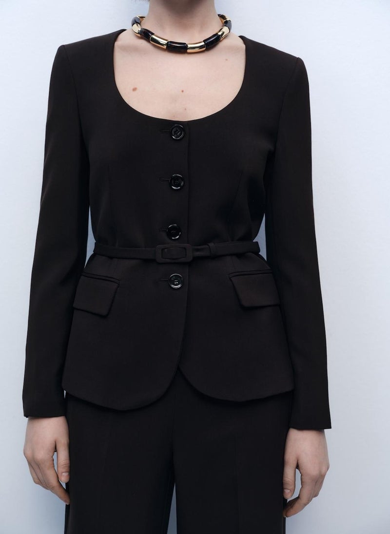 MANGO Essential Suit Belt Jacket  - Image 1