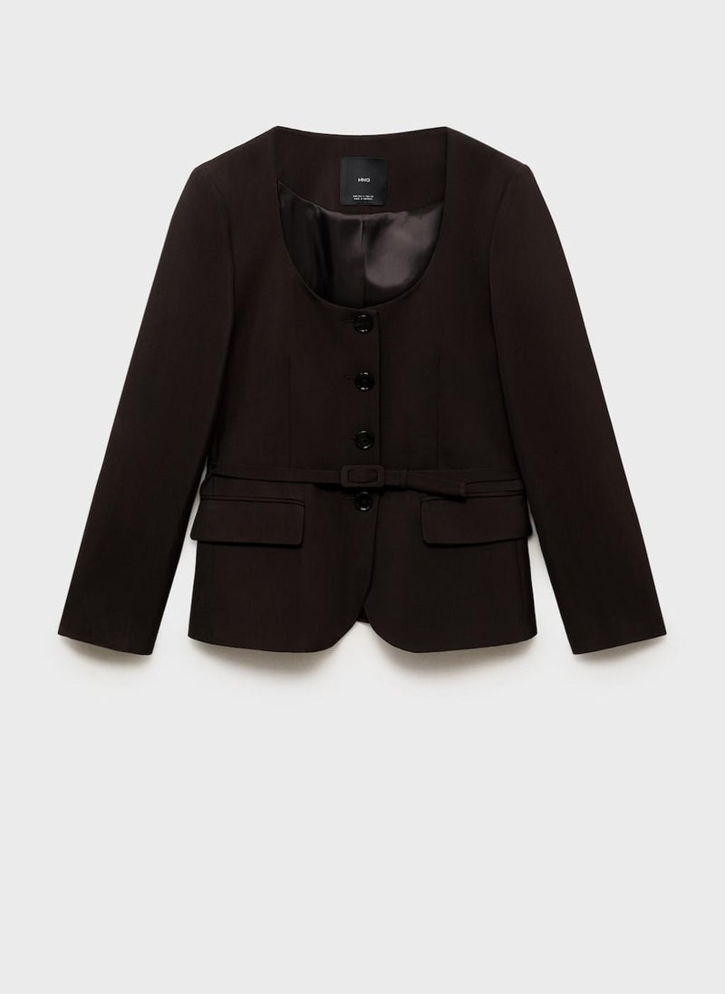 MANGO Essential Suit Belt Jacket  - Image 5