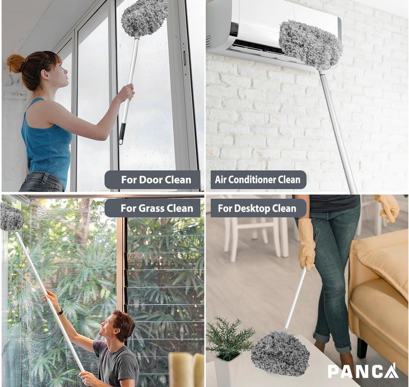 PANCA Fan Cleaner Brush with Long Flexible Rod | Microfiber Ceiling Fan Cleaning Mop, Foldable Duster for Home, Kitchen, Car & Cobweb Removal (Grey) - Image 4