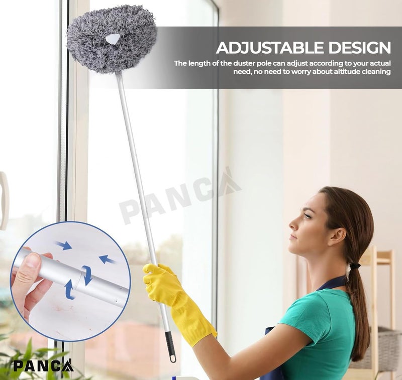 PANCA Fan Cleaner Brush with Long Flexible Rod | Microfiber Ceiling Fan Cleaning Mop, Foldable Duster for Home, Kitchen, Car & Cobweb Removal (Grey) - Image 3