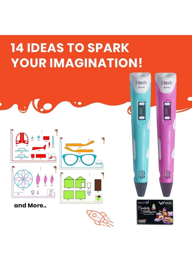 WOL 3D WOL3D I tech (Pink) Magic 3D Pen with 12 in 1 (5M) PLA Filaments for 3D Printing with Speed Control, Advanced Temperature Regulation, OLED Display & Ergonomic Design - Compatible. - Image 4