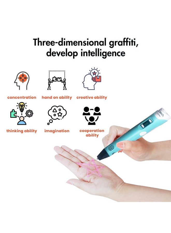 WOL 3D WOL3D I tech (Pink) Magic 3D Pen with 12 in 1 (5M) PLA Filaments for 3D Printing with Speed Control, Advanced Temperature Regulation, OLED Display & Ergonomic Design - Compatible. - Image 5