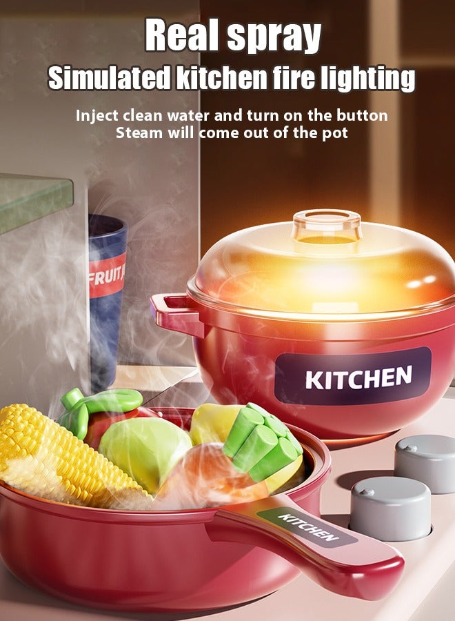 Children'S Play House Kitchen Toy Set,Realistic Light Sound Steam Simulation Indoor Kitchen Cooking Playset Toys With Water Outlet,Comes With 37 Accessories+Simulation Kitchen * 1,Boys And Girls Pretend To Play Games - Image 5