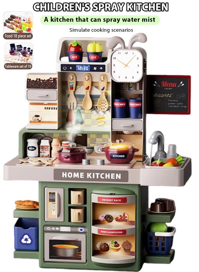 Children'S Play House Kitchen Toy Set,Realistic Light Sound Steam Simulation Indoor Kitchen Cooking Playset Toys With Water Outlet,Comes With 37 Accessories+Simulation Kitchen * 1,Boys And Girls Pretend To Play Games - Image 1