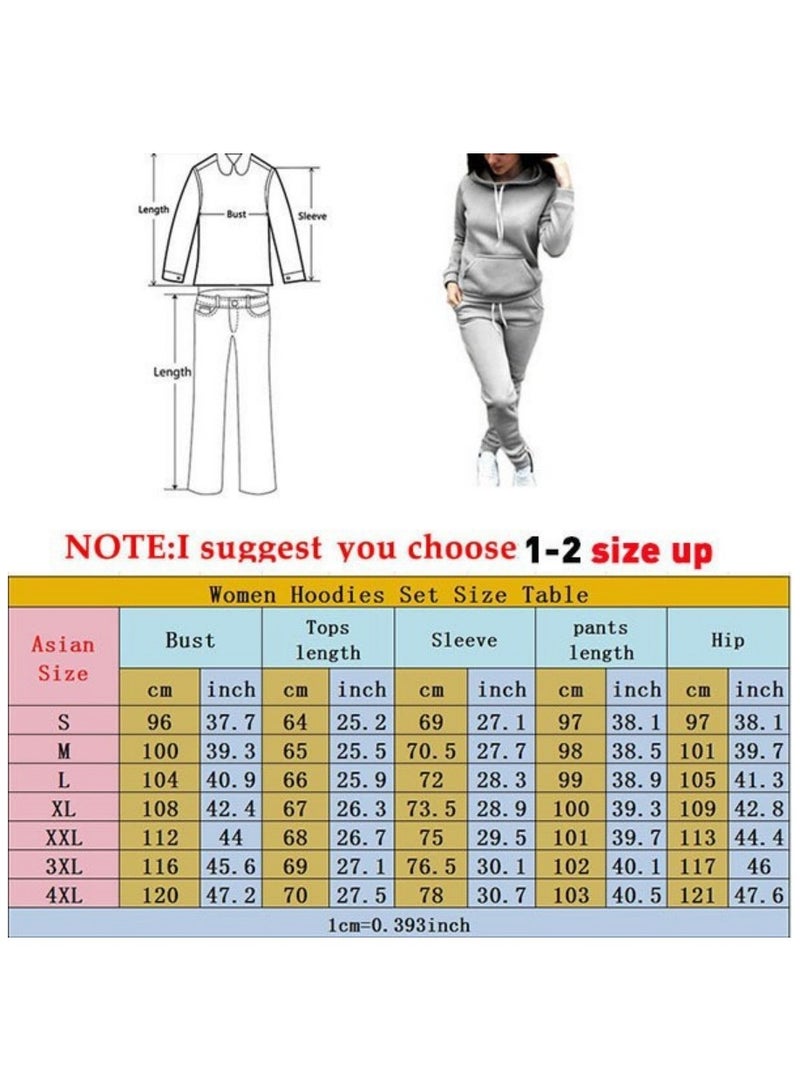 NIBEMINENT 2-Piece Sports Tracksuit Long Sleeve Hoodies Sweatpants Set Grey  - Image 2