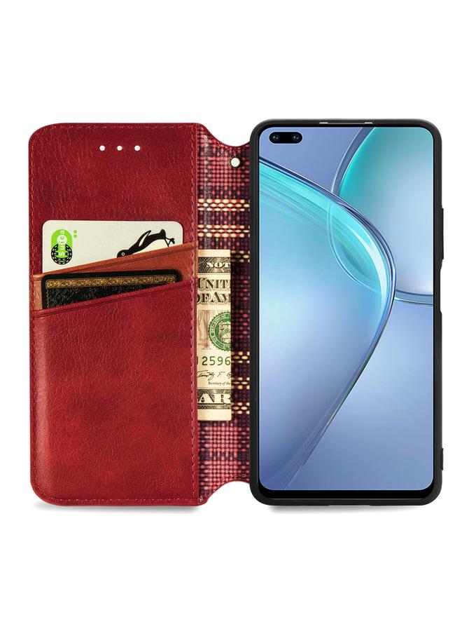 اس-توب جراب لهاتف Infinix Zero 8، جراب جلدي مغناطيسي أفقي مضغوط شبكي مكعب مع حامل وفتحات للبطاقات ومحفظة - Image 3