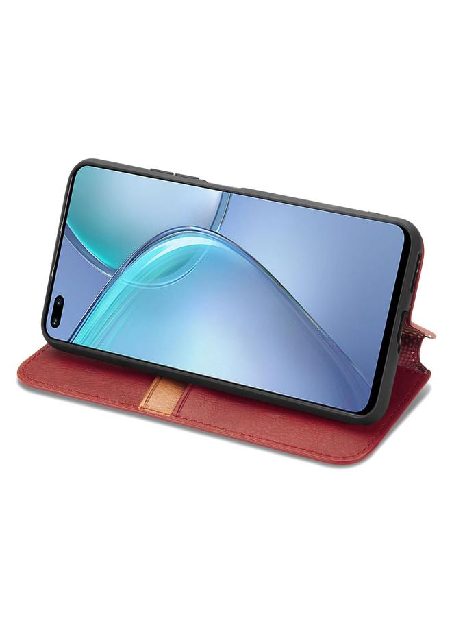 اس-توب جراب لهاتف Infinix Zero 8، جراب جلدي مغناطيسي أفقي مضغوط شبكي مكعب مع حامل وفتحات للبطاقات ومحفظة - Image 4