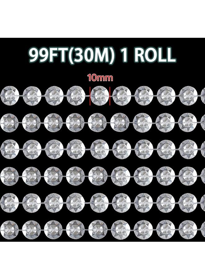 erorex Crystal Garland Strand 99Ft Clear Plastic Acrylic Crystal Bead Garland Roll Decorations Diy Wedding Centerpiece Crafts Hanging Curtains Birthday Party Supplies Indoor Home Decor  - Image 3