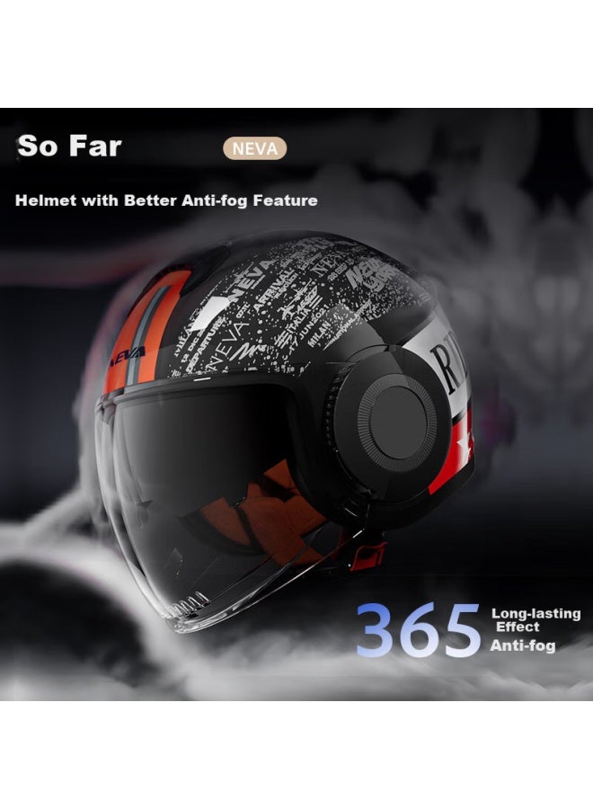 Neva New National Standard Class A 3c Certified Helmet Motorcycle Electric Vehicle Double Mirror Men And Women Four Seasons Universal Electric Vehicle 3/4 Anti-fog Safety Helmet Snow Mountain White An - Image 3