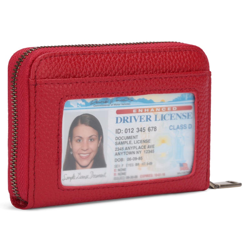 SENDEFN Leather Wallet Women RFID Blocking Small Compact Wallets Credit Card Holder with ID Window - Image 1