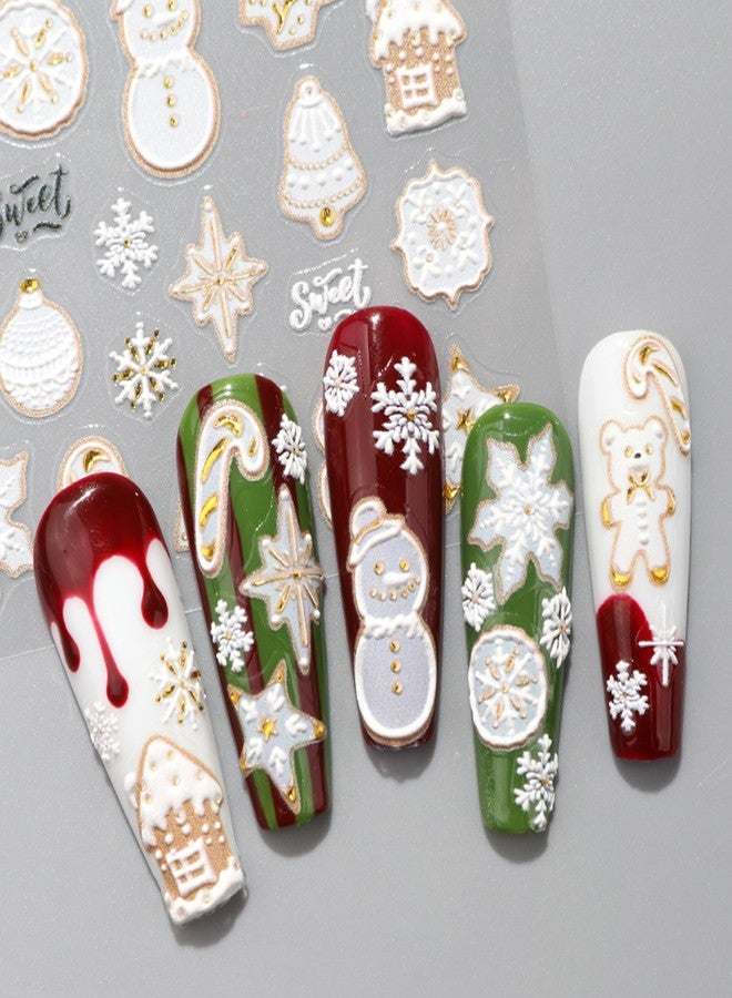 TailaiMei Christmas Nail Decals Stickers, Self-Adhesive Snow Xmas Tree Nail Art Decorations, Design for Santa Claus Snowflake Snowman (2503, 3Sheets) - Image 4