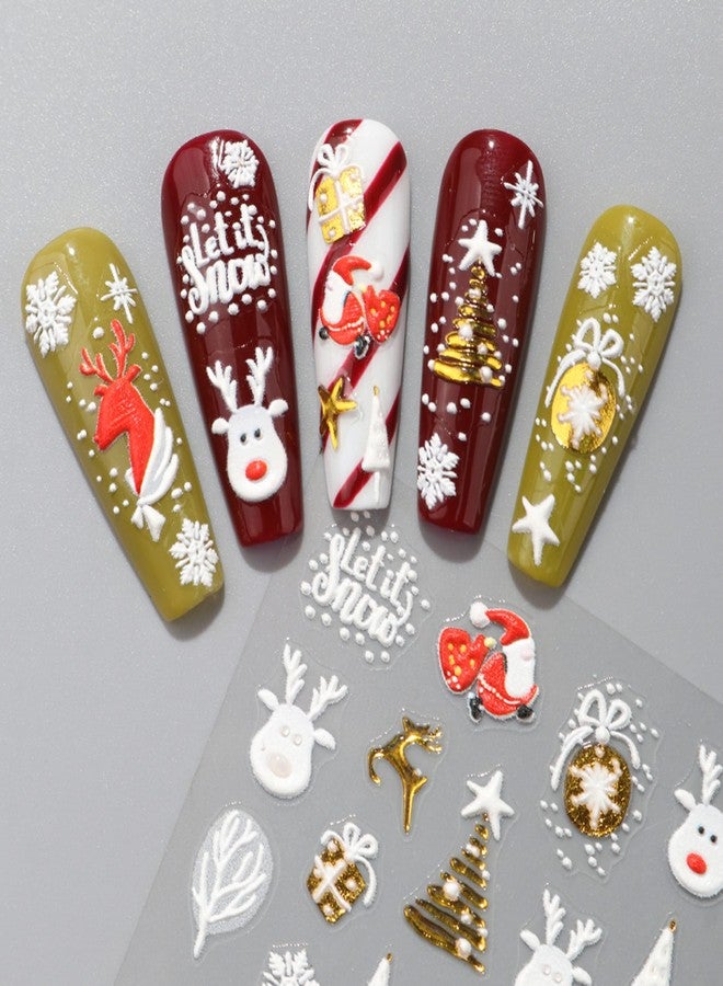 TailaiMei Christmas Nail Decals Stickers, Self-Adhesive Snow Xmas Tree Nail Art Decorations, Design for Santa Claus Snowflake Snowman (2503, 3Sheets) - Image 3