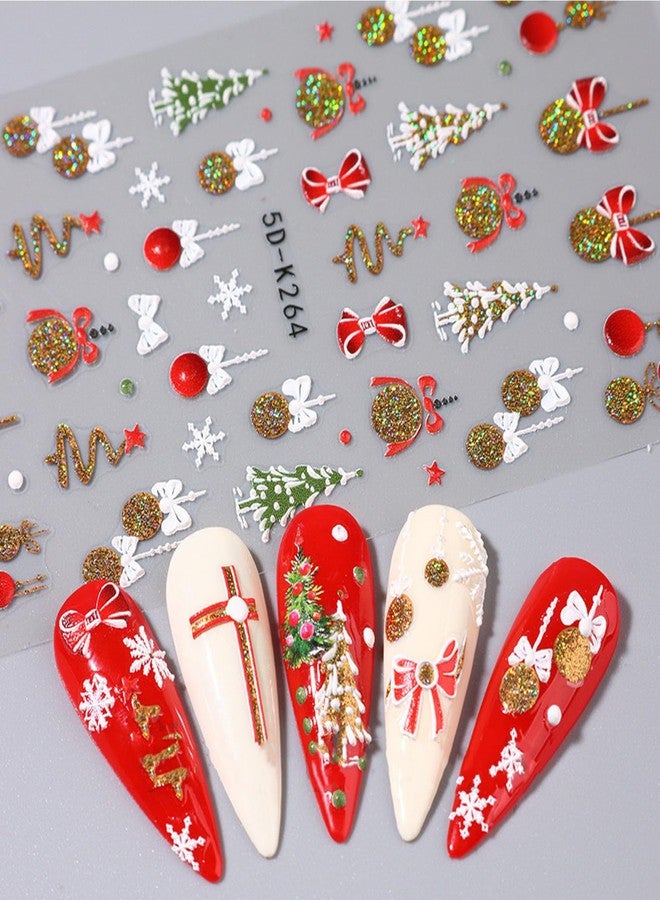 TailaiMei Christmas Nail Decals Stickers, Self-Adhesive Snow Xmas Tree Nail Art Decorations, Design for Santa Claus Snowflake Snowman (2503, 3Sheets) - Image 2