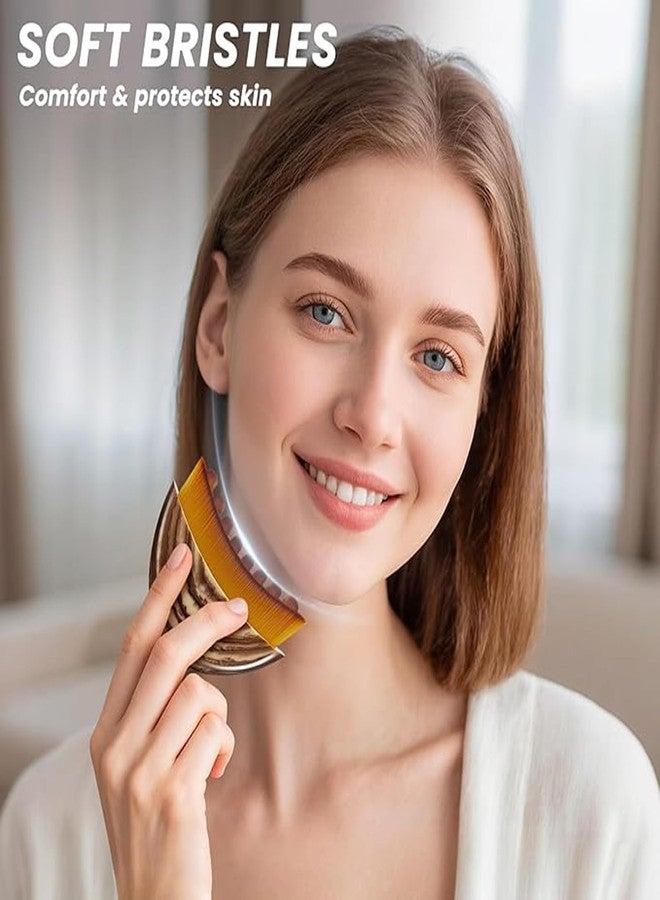 piercing 2PCS Lymphatic Contour Face Brush, Face Brush, Facial Brush, Body Brush Lymphatic Drainage, Bath Brush Natural Thick Bristles Exfoliates Dead Skin, Detoxifies - Image 4