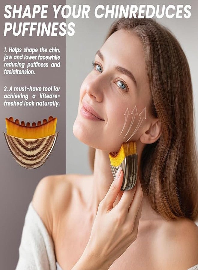 piercing 2PCS Lymphatic Contour Face Brush, Face Brush, Facial Brush, Body Brush Lymphatic Drainage, Bath Brush Natural Thick Bristles Exfoliates Dead Skin, Detoxifies - Image 3