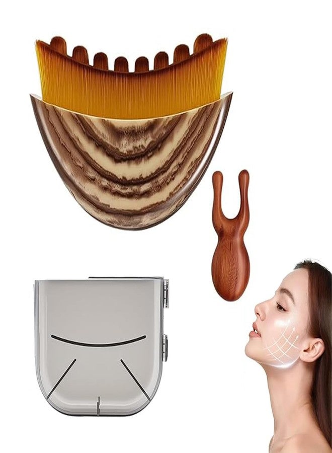 piercing 2PCS Lymphatic Contour Face Brush, Face Brush, Facial Brush, Body Brush Lymphatic Drainage, Bath Brush Natural Thick Bristles Exfoliates Dead Skin, Detoxifies - Image 1