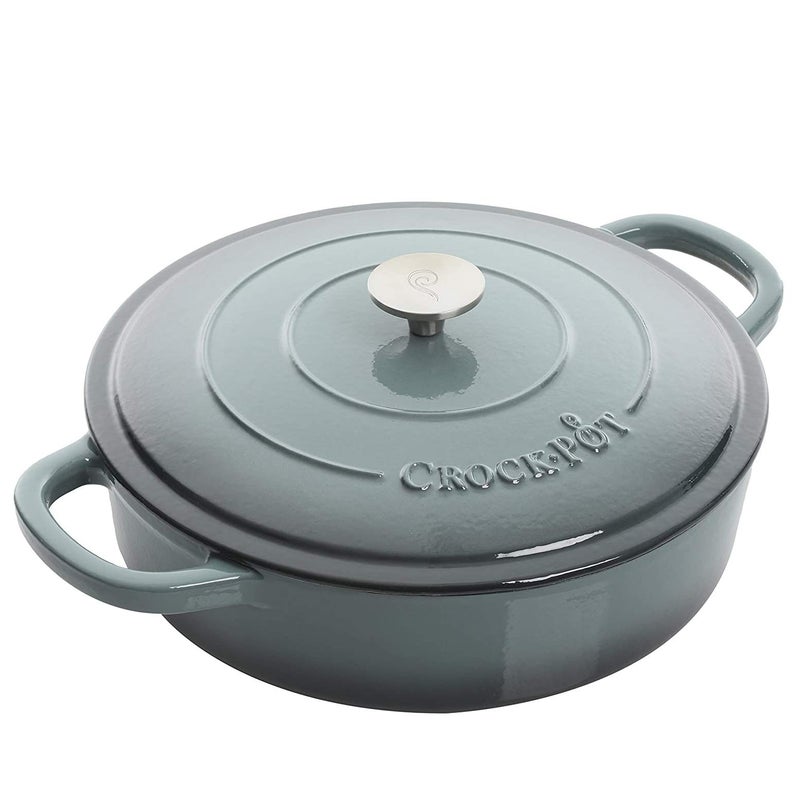 Crock-Pot Crock Pot Artisan Enameled Cast Iron Braiser W/Lid, 5 Quart, Slate Gray - Image 1
